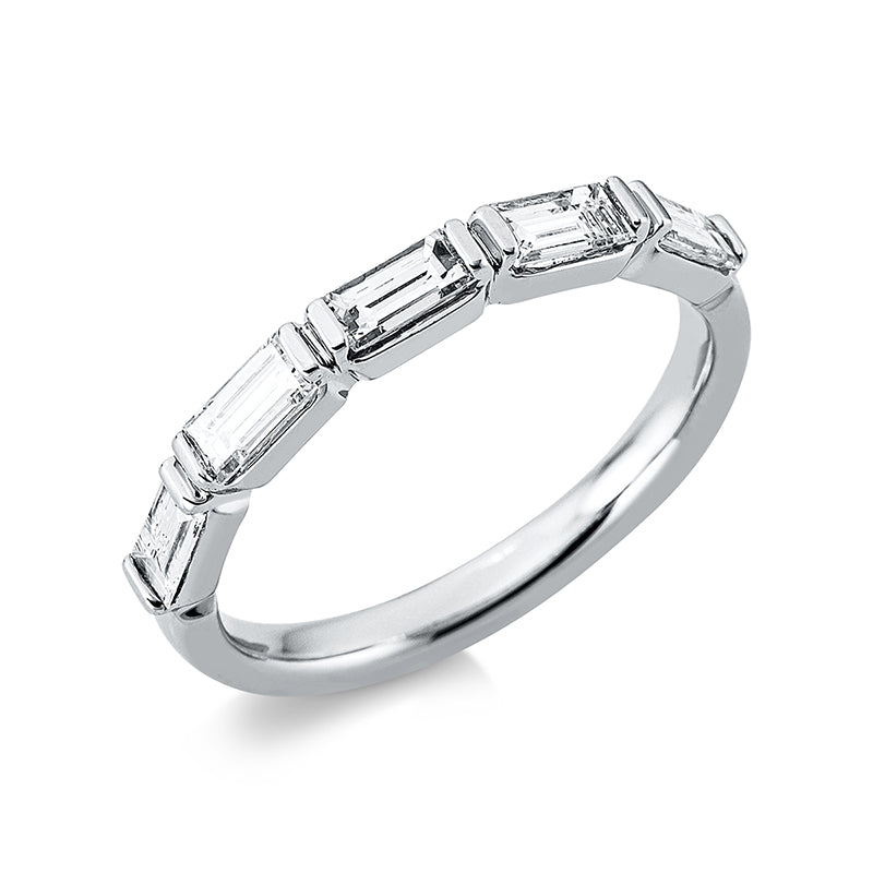 Ring 18 kt WG. 5 Baguette 0.69 ct. TW-vsi. B:2.7 mm. Weite:52