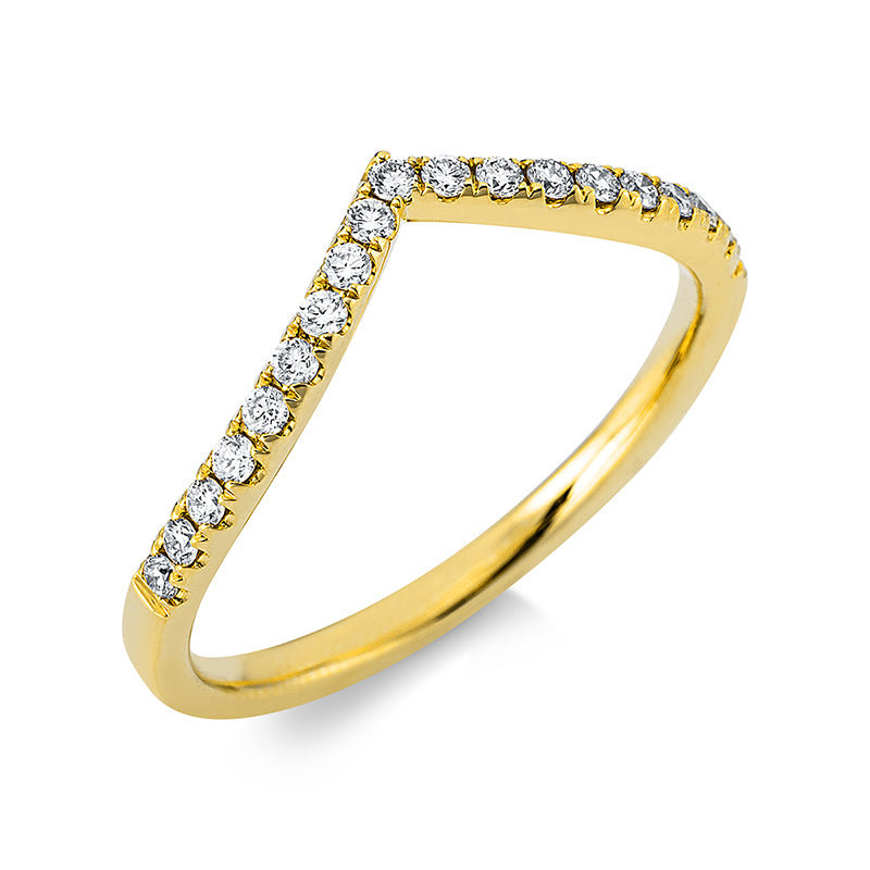 Ring 18 kt GG. 19 Brillanten 0.17 ct. TW-si. B:4.6 mm. Weite:52