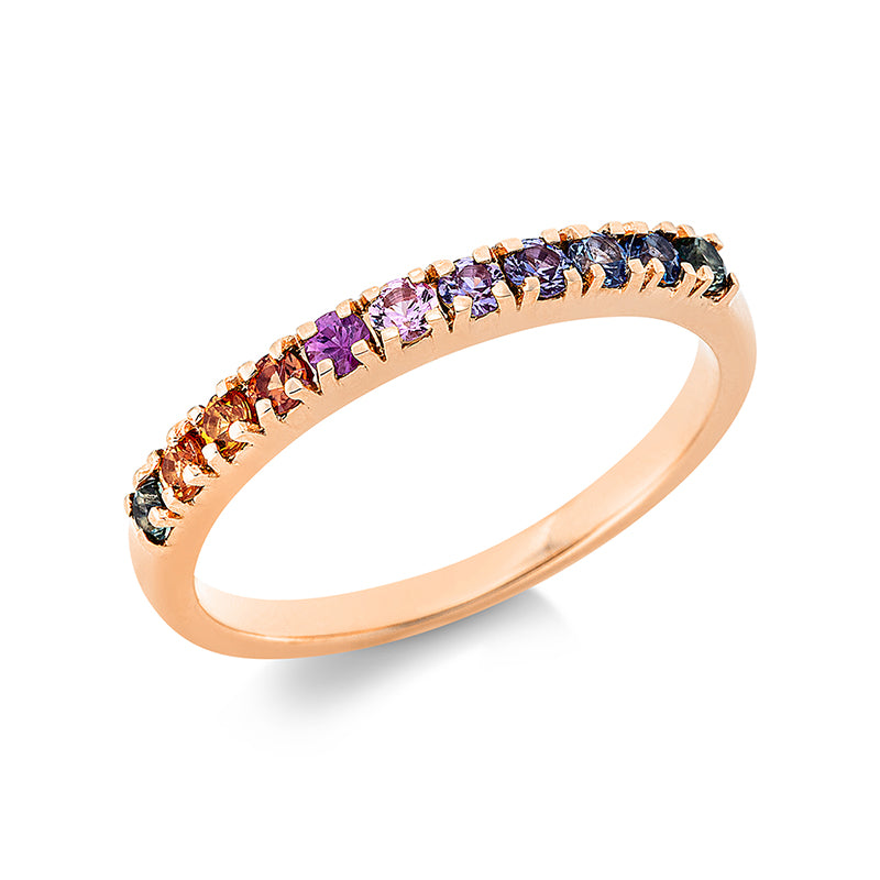 Ring 18 kt RG, 11 Saphire 0,50 ct fancy
