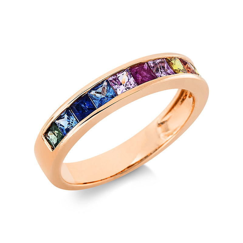 Ring 18 kt RG, 11 Saphire 1,28 ct fancy