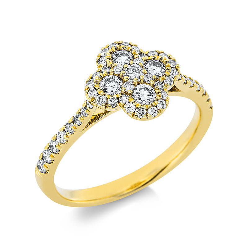 Ring 18 kt GG, 4 Brill. 0,31 ct, TW-si, 45 Brill. 0,37 ct, TW-si
