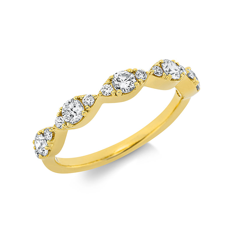 Ring 18 kt GG, 5 Brill. 0,47 ct, TW-si, 10 Brill. 0,13 ct, TW-si