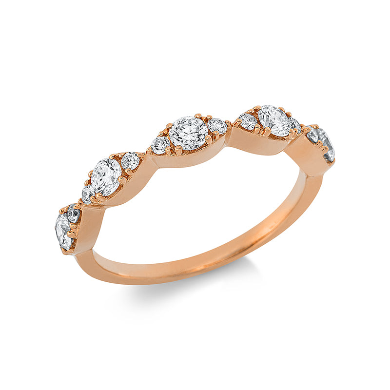 Ring 18 kt RG, 5 Brill. 0,45 ct, TW-si, 10 Brill. 0,14 ct, TW-si