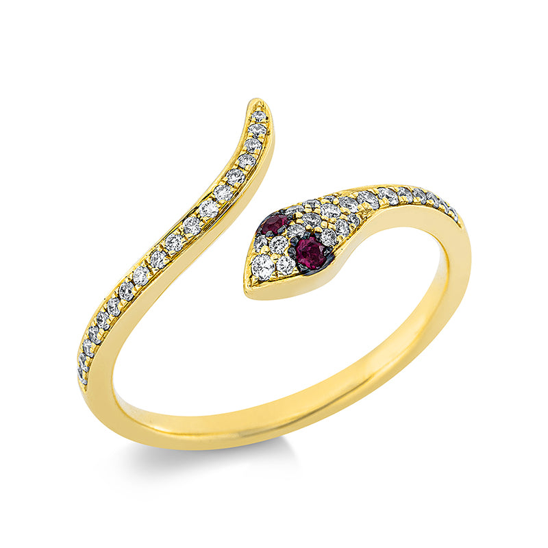 Ring 18 kt GG, 39 Brill. 0,18 ct, TW-si, 2 Rubine 0,04 ct rot