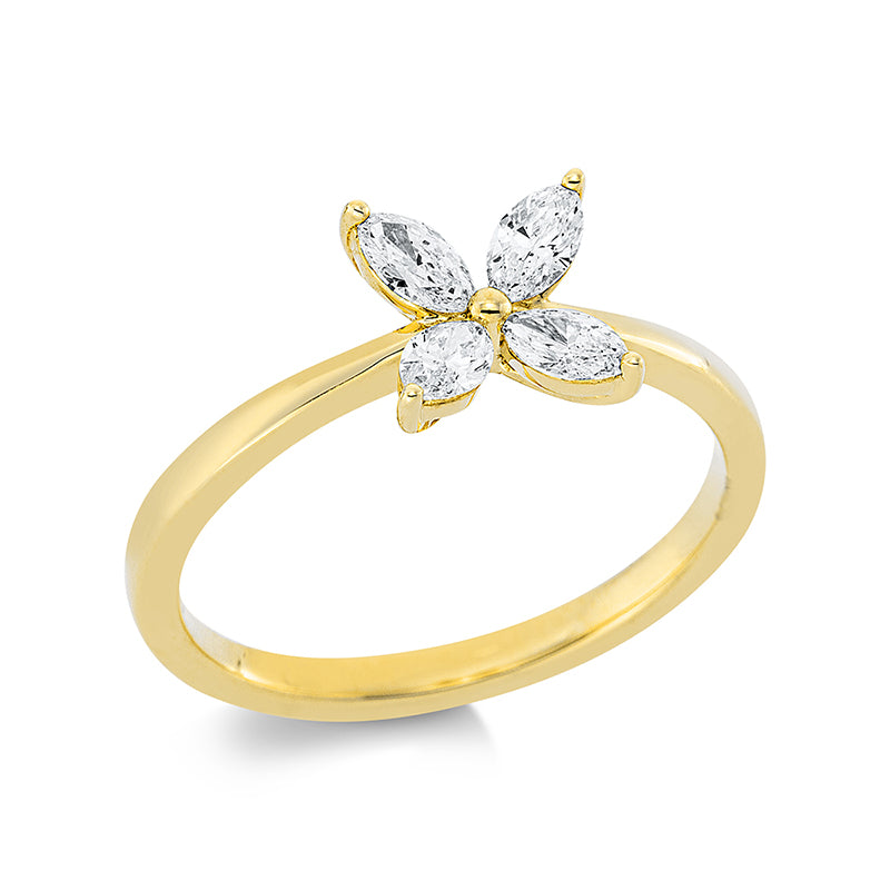 Ring 18 kt GG, 4 Nav. 0,39 ct, TW-si