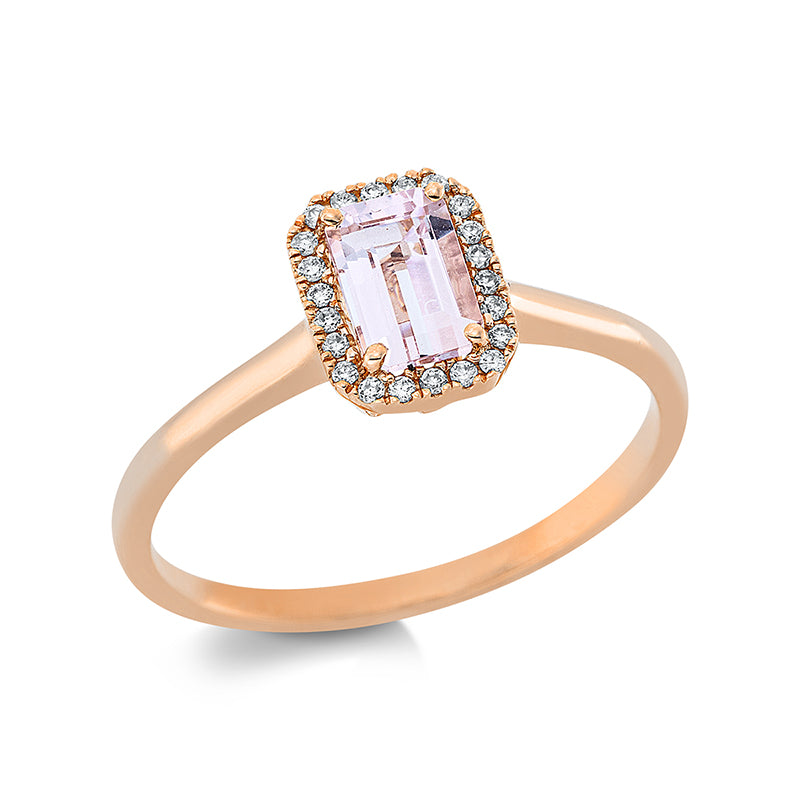 Ring 18 kt RG, 22 Brill. 0,07 ct, TW-si, 1 Morganit 0,56 ct pink