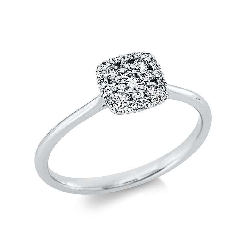 Ring 18 kt WG, 28 Brill. 0,19 ct, TW-si, 1 Brill. 0,08 ct, TW-si