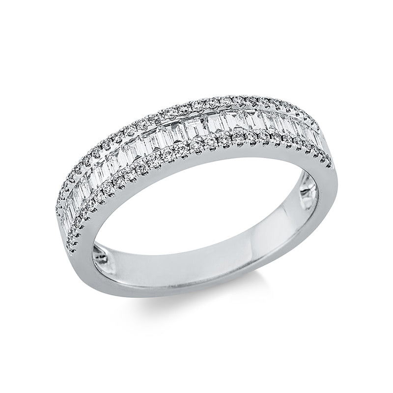 Ring 18 kt WG, 19 Bag. 0,46 ct, TW-si, 54 Brill. 0,19 ct, TW-si