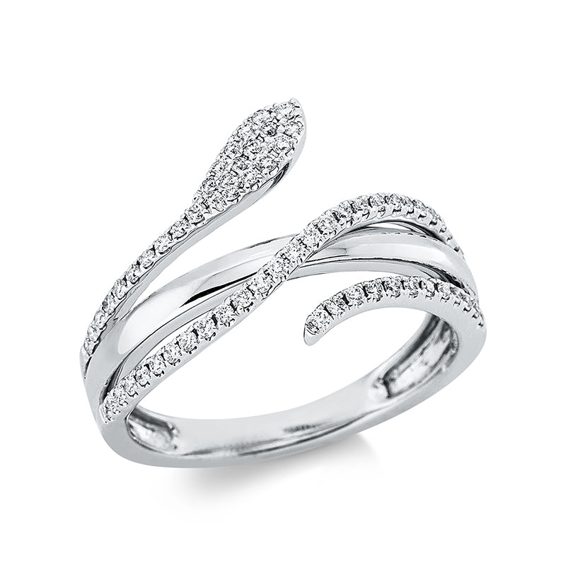 Ring 18 kt WG, 5 Brill. 0,01 ct, TW-si, 53 Brill. 0,22 ct, TW-si, 4 Brill. 0,02 ct, TW-si, 3 Brill. 0,01 ct, TW-si