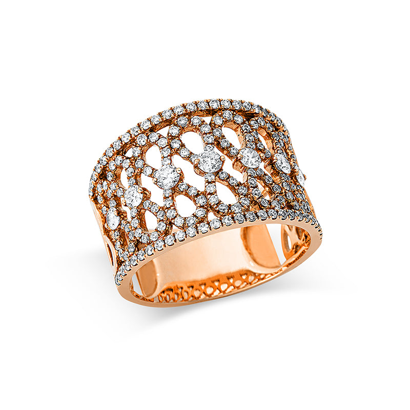 Ring 18 kt RG, 7 Brill. 0,33 ct, TW-si, 174 Brill. 0,82 ct, TW-si