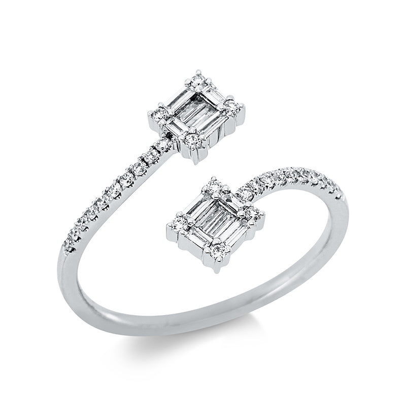 Ring 18 kt WG, 4 Bag. 0,04 ct, TW-si, 8 Bag. 0,07 ct, TW-si, 28 Brill. 0,13 ct, TW-si