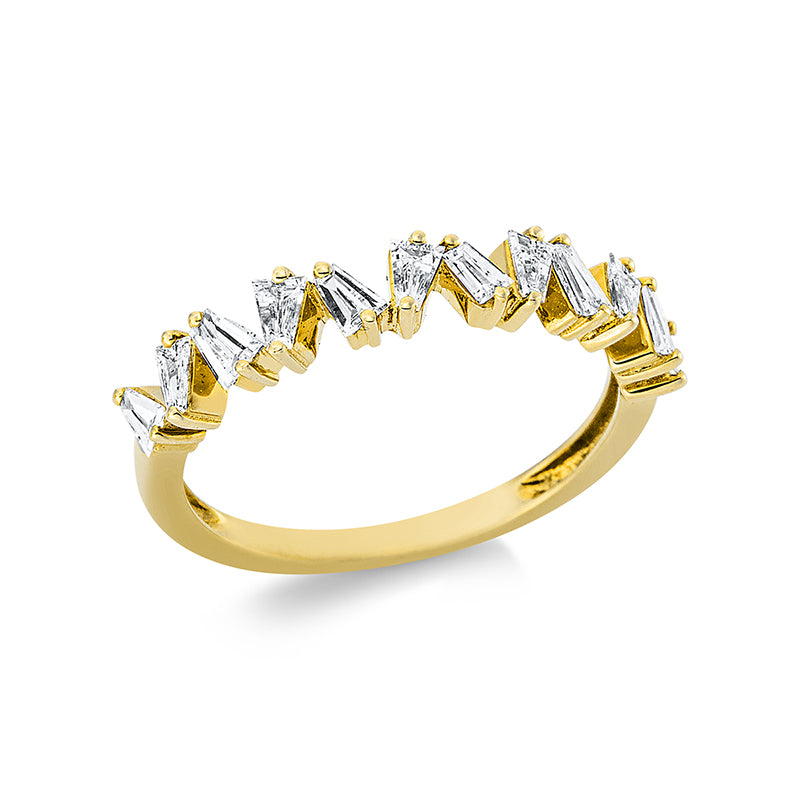 Ring 14 kt GG. 12 Trapeze 0.38 ct. TW-si. B:3.4 mm. Weite:49