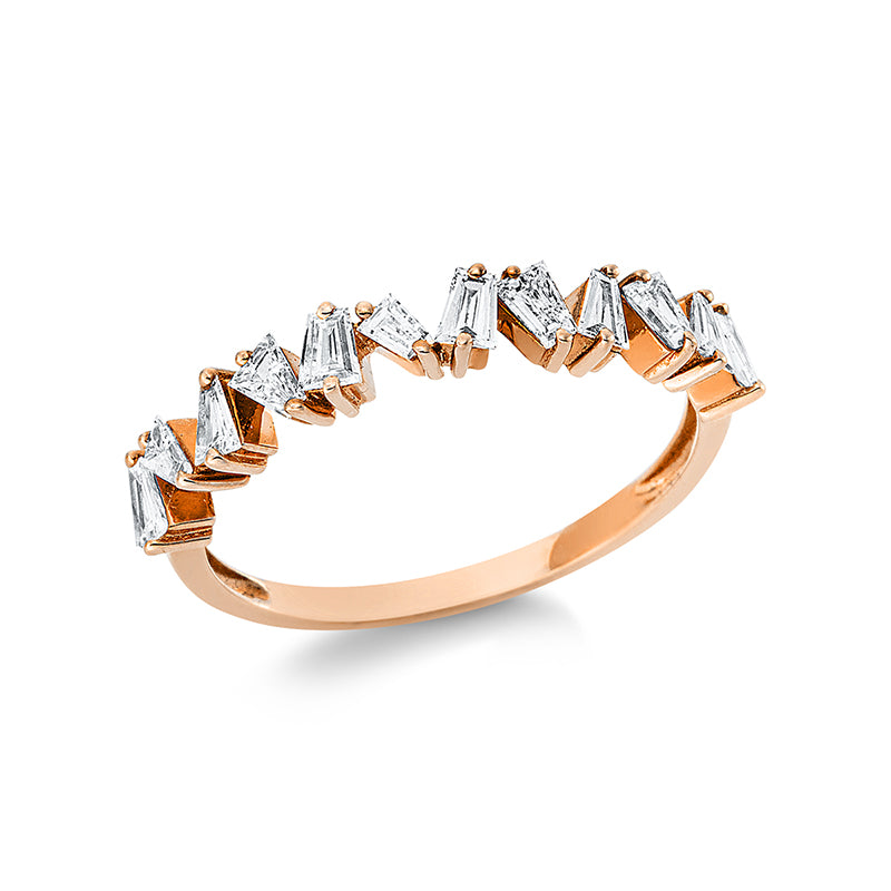 Ring 14 kt RG. 12 Trapeze 0.38 ct. TW-si. B:3.4 mm. Weite:52