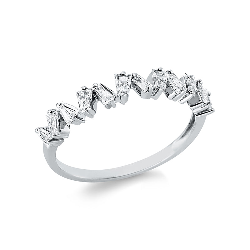 Ring 14 kt WG. 12 Trapeze 0.39 ct. TW-si. B:3.4 mm. Weite:52