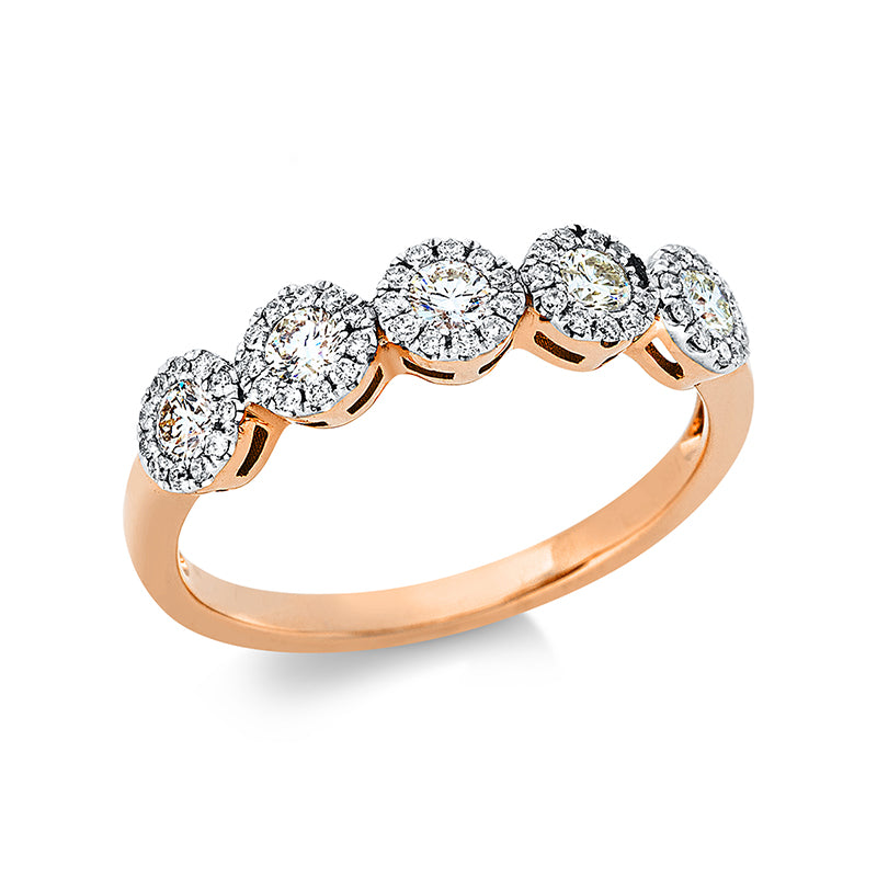 Ring 18 kt RG+WG. 51 Brillanten 0.16 ct. TW-pi. 5 Brillanten 0.34 ct. TLB. Weite:53