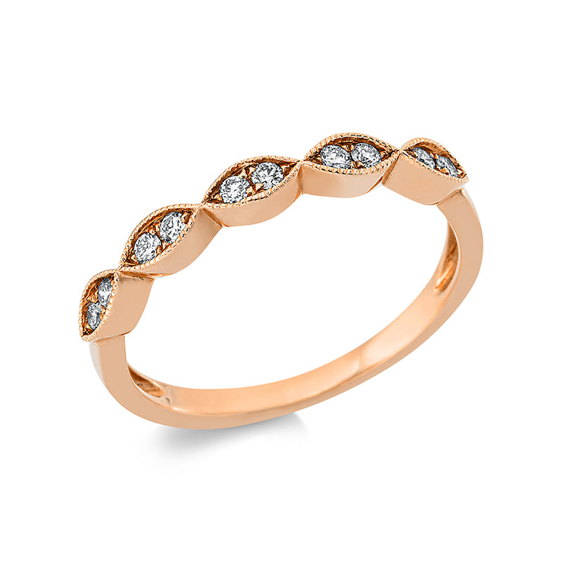 Ring 18 kt RG, 10 Brill. 0,15 ct, TW-si