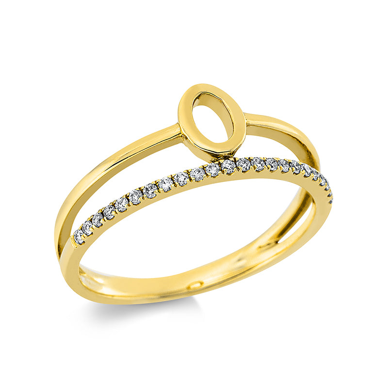 Ring 18 kt GG. 23 Brillanten 0.12 ct. TW-si. B:7.3 mm. Weite:54