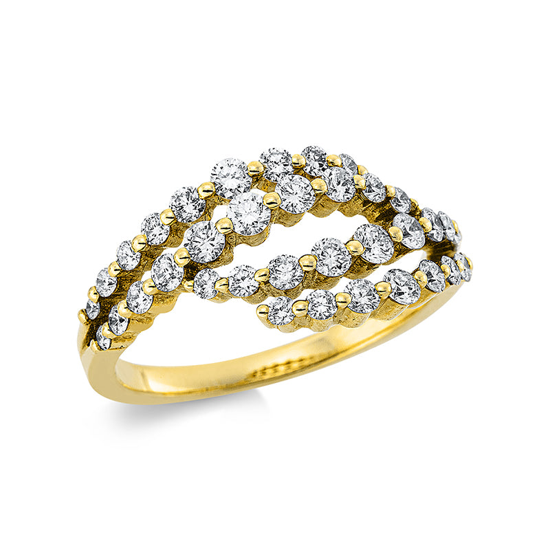 Ring 18 kt GG, 16 Brill. 0,57 ct, TW-si, 22 Brill. 0,36 ct, TW-si