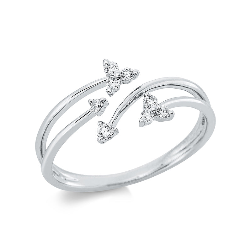 Ring 18 kt WG, 1 Brill. 0,03 ct, TW-si, 7 Brill. 0,11 ct, TW-si