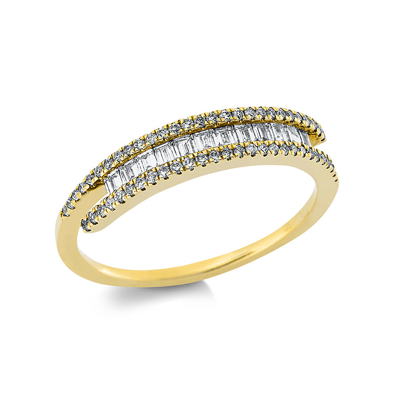 Ring 18 kt GG, 12 Bag. 0,22 ct, TW-si, 56 Brill. 0,18 ct, TW-si