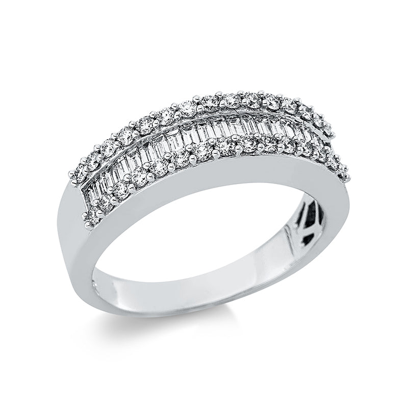Ring 18 kt WG, 21 Bag. 0,35 ct, TW-si, 30 Brill. 0,37 ct, TW-si