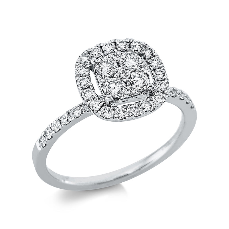 Ring 18 kt WG, 4 Brill. 0,30 ct, TW-si, 37 Brill. 0,47 ct, TW-si