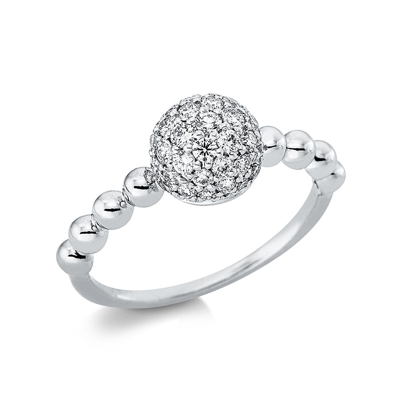 Ring 18 kt WG, 7 Brill. 0,17 ct, TW-si, 32 Brill. 0,40 ct, TW-si