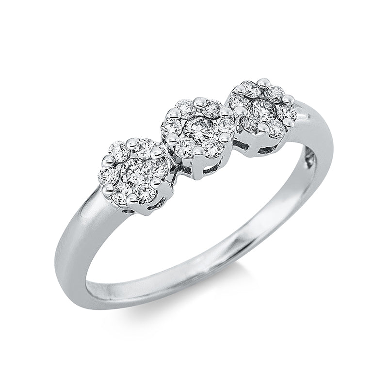 Ring 18 kt WG, 3 Brill. 0,10 ct, TW-si, 18 Brill. 0,21 ct, TW-si