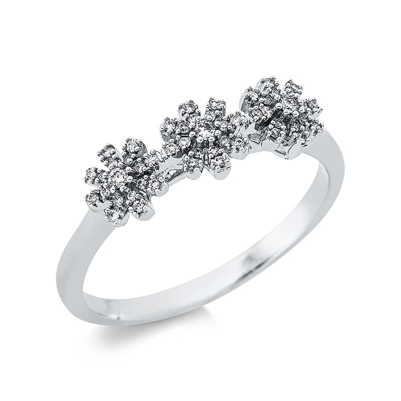 Ring 18 kt WG, 3 Brill. 0,03 ct, TW-si, 48 Brill. 0,10 ct, TW-si