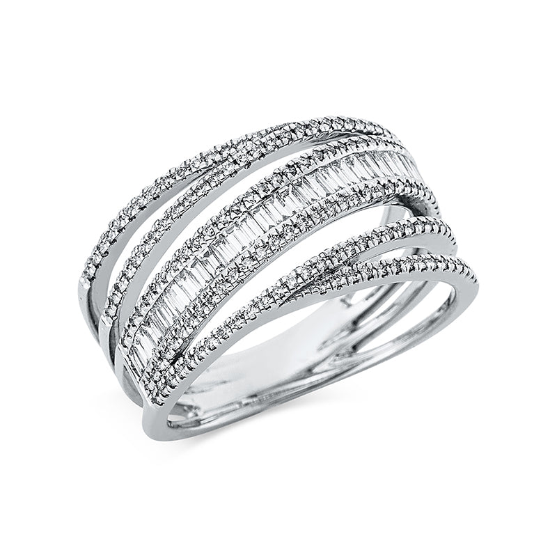 Ring 18 kt WG, 30 Bag. 0,41 ct, TW-si, 150 Brill. 0,31 ct, TW-si