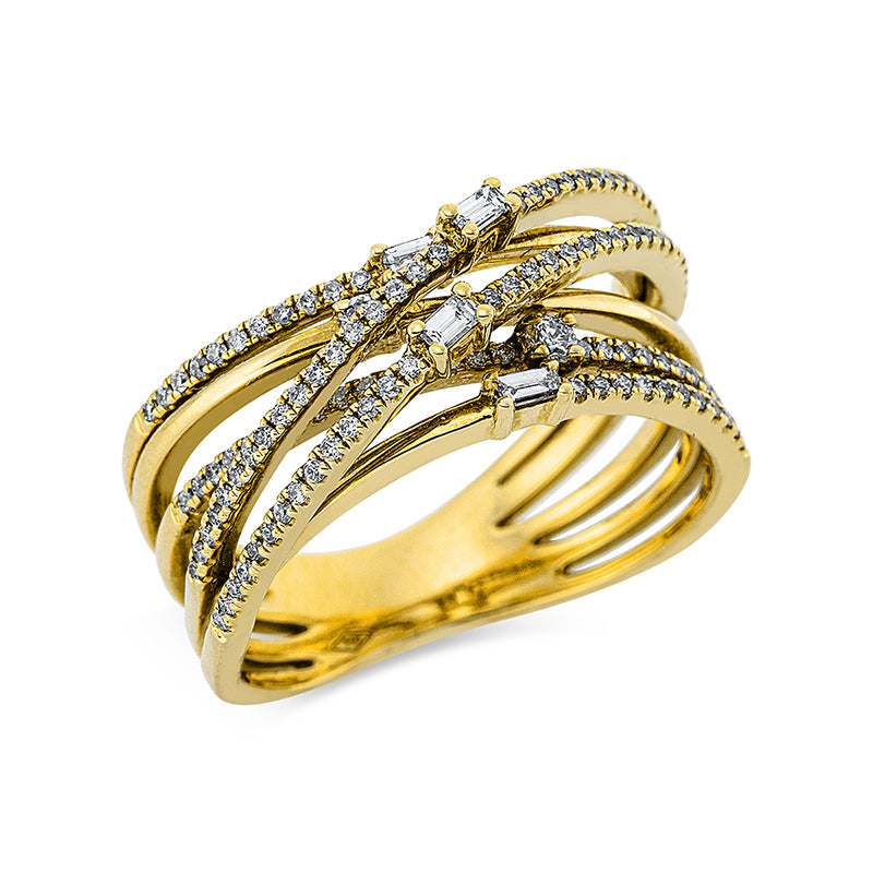 Ring 18 kt GG, 2 Brill. 0,06 ct, TW-si, 4 Bag. 0,10 ct, TW-si, 109 Brill. 0,29 ct, TW-si