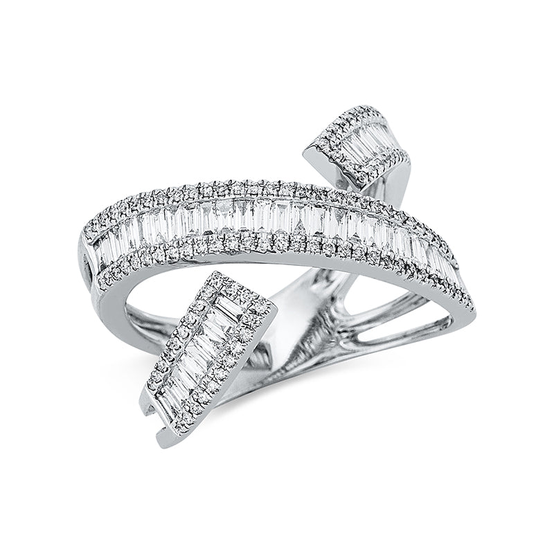 Ring 18 kt WG, 42 Bag. 0,61 ct, TW-si, 108 Brill. 0,22 ct, TW-si