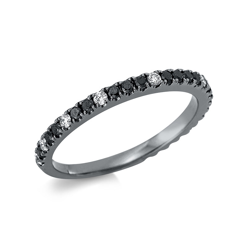 Ring 18 kt WG, 9 Brill. 0,14 ct, TW-si, 20 Brill. 0,33 ct, braun