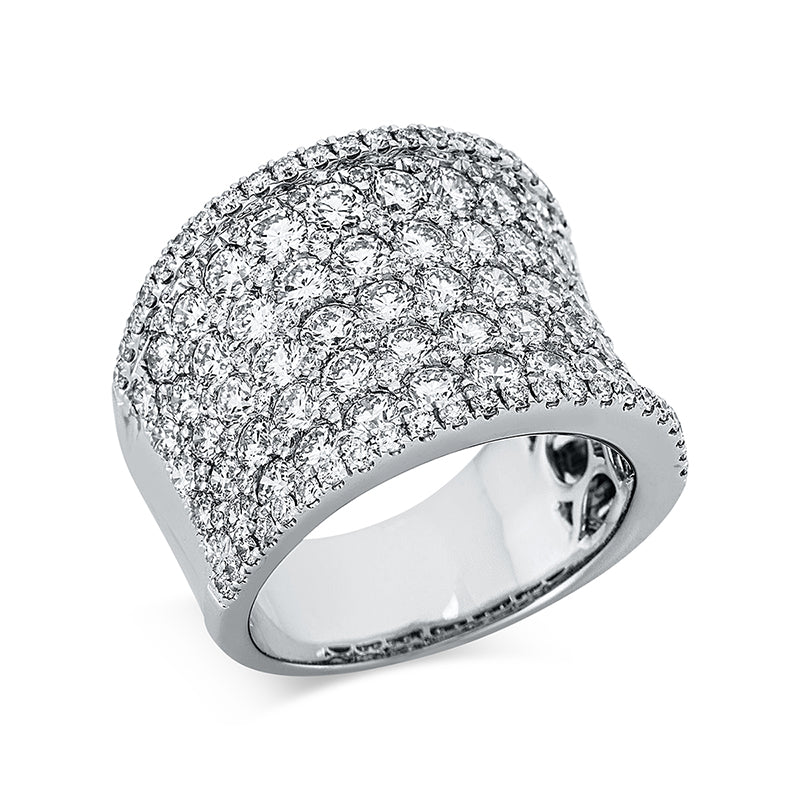 Ring 18 kt WG, 46 Brill. 0,40 ct, TW-si, 20 Brill. 0,79 ct, TW-si, 32 Brill. 1,84 ct, TW-si, 8 Brill. 0,61 ct, TW-si, 62 Brill. 0,28 ct, TW-si