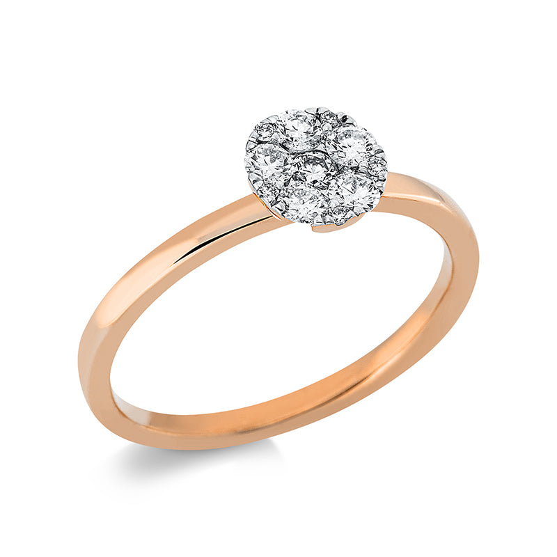 Ring 18 kt RG+WG. 1 Brill. 0.05 ct. TW-si. 5 Brillanten 0.24 ct. TW-si. 5 Brillanten 0.02 ct. TW-si. Weite:53