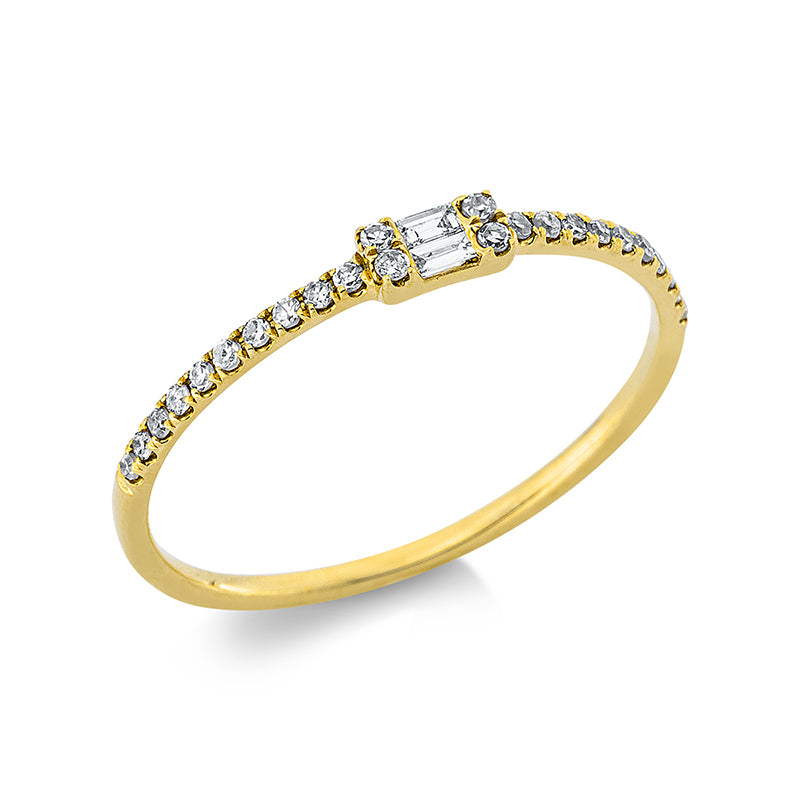 Ring 18 kt GG, 24 Dia. 0,10 ct, W-si, 2 Bag. 0,04 ct, TW-si