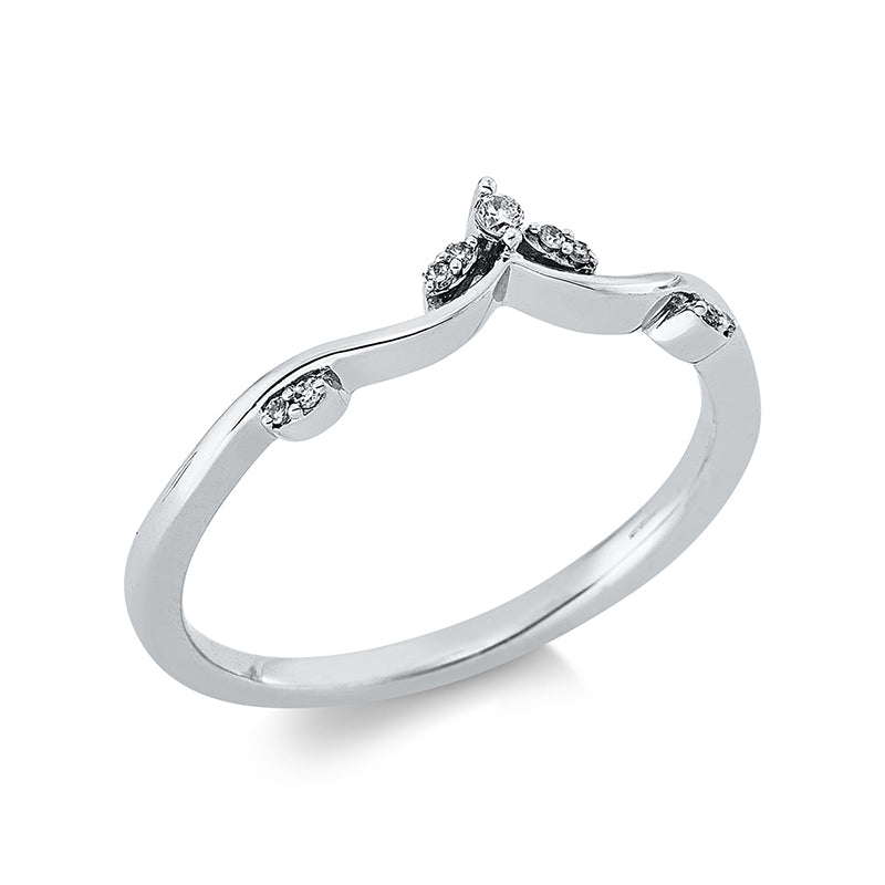 Ring 18 kt WG, 8 Dia. 0,03 ct, W-si, 1 Brill. 0,01 ct, TW-si