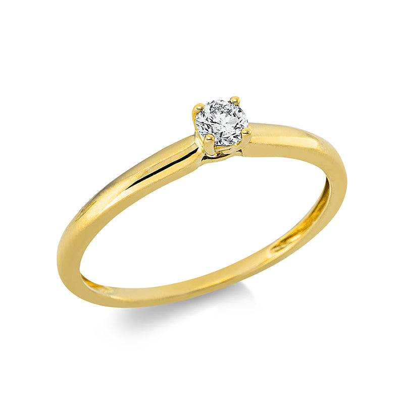 Ring 18 kt GG. 1 Brill. 0.15 ct. TW-pi. Weite:54