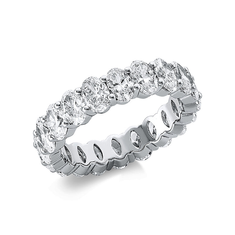 Ring 18 kt WG. 20 Oval 4.13 ct. F-vsi. B:4.6 mm. Weite:52