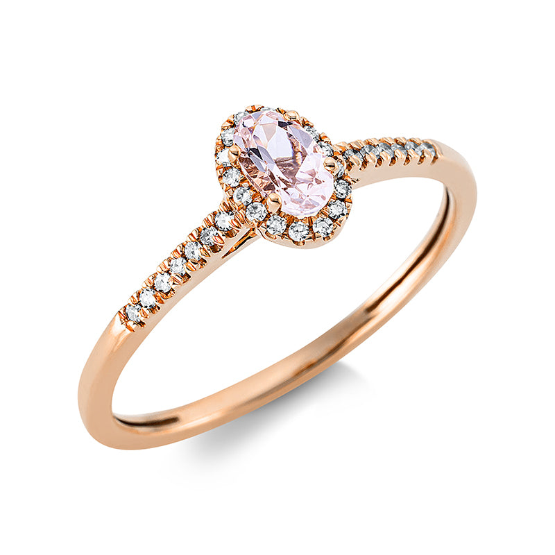 Ring 18 kt RG, 30 Dia. 0,08 ct, TW-si, 1 Morganit 0,20 ct rosa