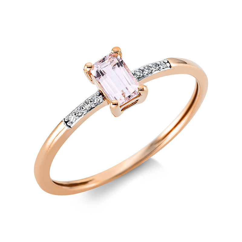 Ring 18 kt RG, 8 Dia. 0,02 ct, TW-si, 1 Morganit 0,25 ct rosa