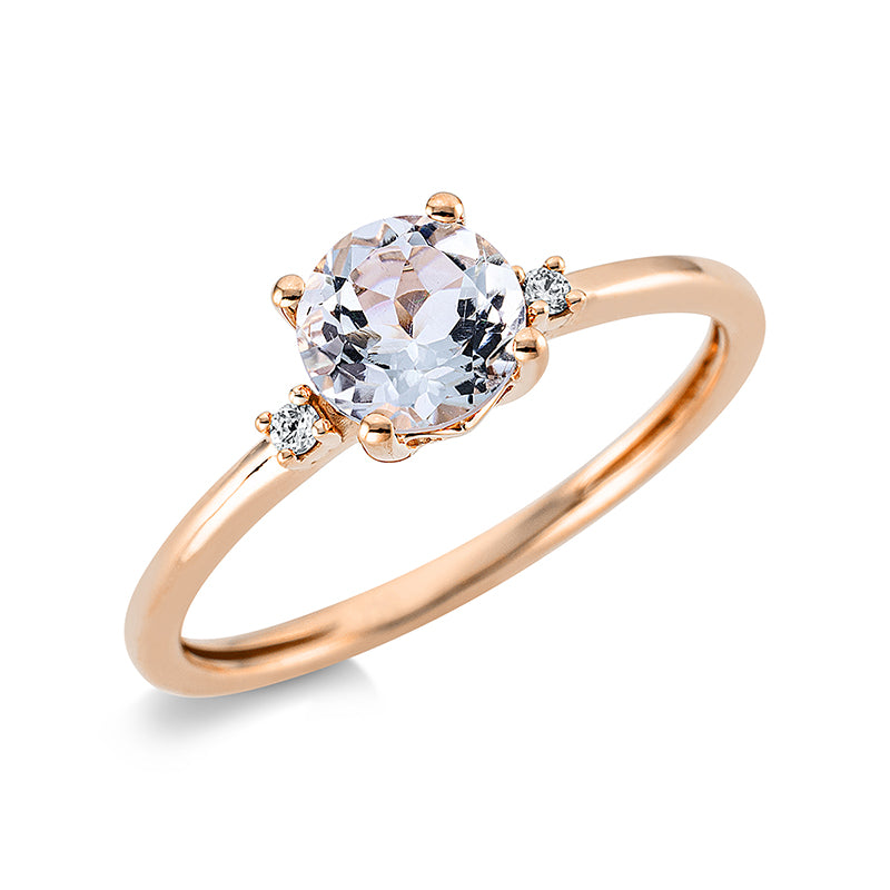 Ring 18 kt RG, 2 Brill. 0,03 ct, TW-si, 1 Amethyst 0,75 ct grün