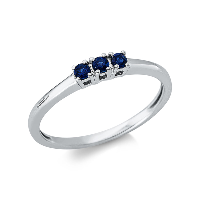 Ring 18 kt WG, 3 Saphire 0,17 ct blau