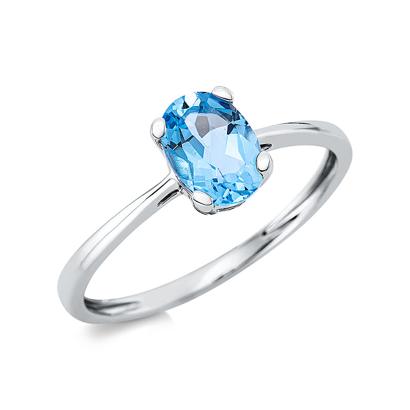 Ring 18 kt WG, 1 Topas 0,90 ct blau