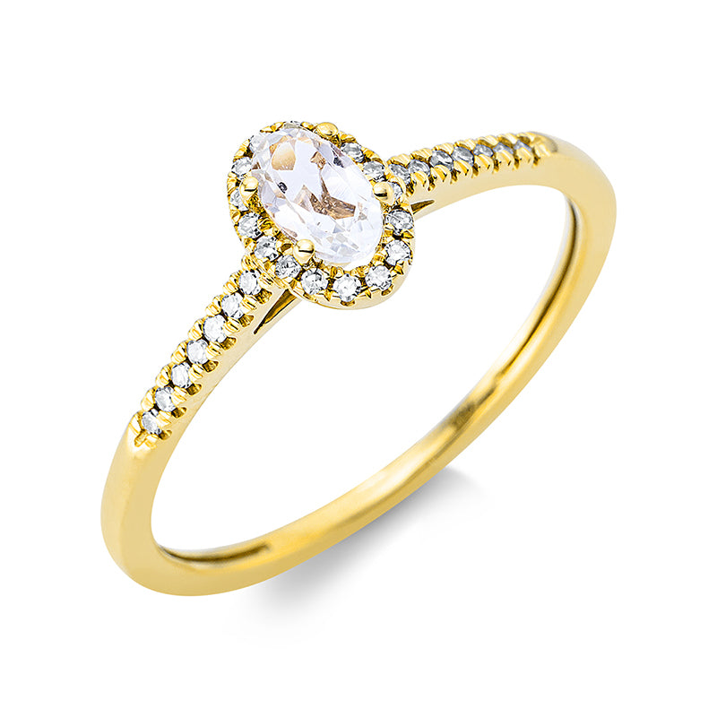 Ring 18 kt GG, 16 Dia. 0,04 ct, TW-si, 14 Dia. 0,04 ct, TW-si, 1 Amethyst 0,21 ct grün