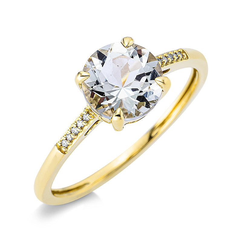 Ring 18 kt GG, 10 Dia. 0,02 ct, TW-si, 1 Amethyst 1,20 ct grün