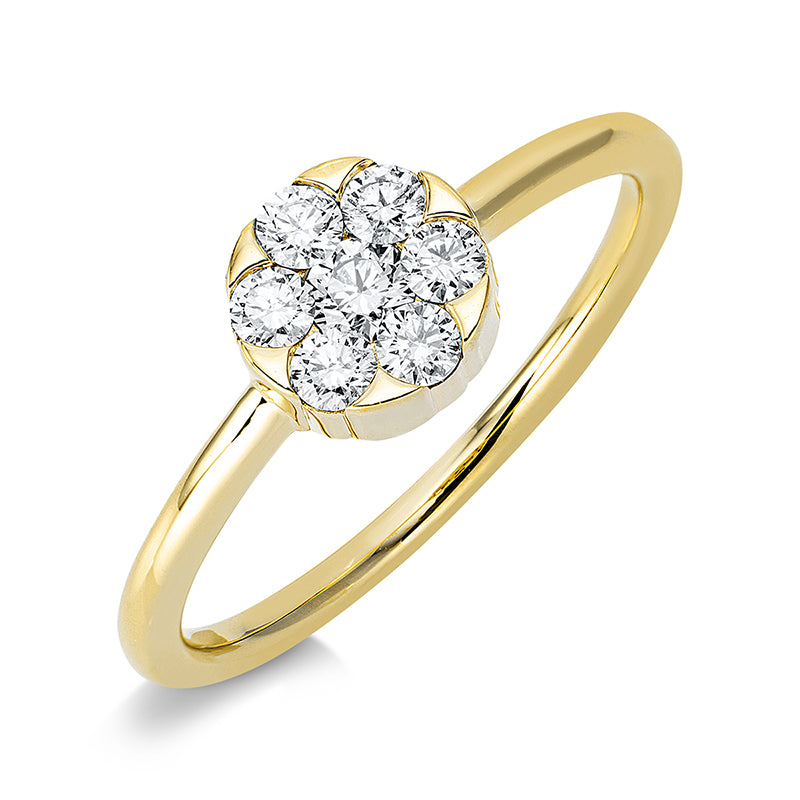 Ring 18 kt GG, 1 Brill. 0,10 ct, TW-si, 6 Brill. 0,26 ct, TW-si