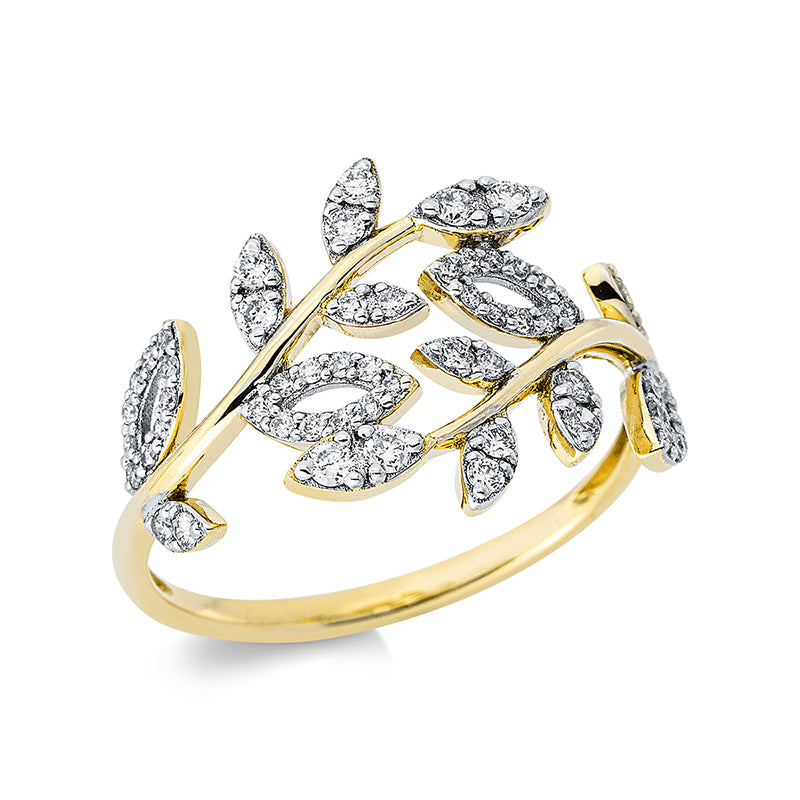 Ring 18 kt GG, Fassung rhodiniert, 60 Brill. 0,37 ct, TW-si2