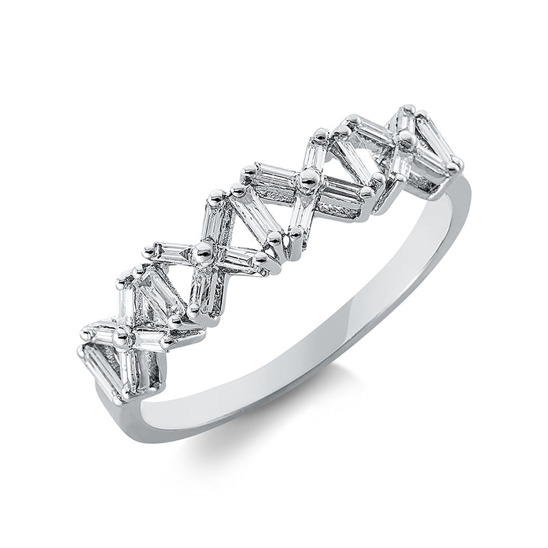 Ring 18 kt WG, 5 Bag. 0,12 ct, F-si, 16 Brill. 0,17 ct, F-si