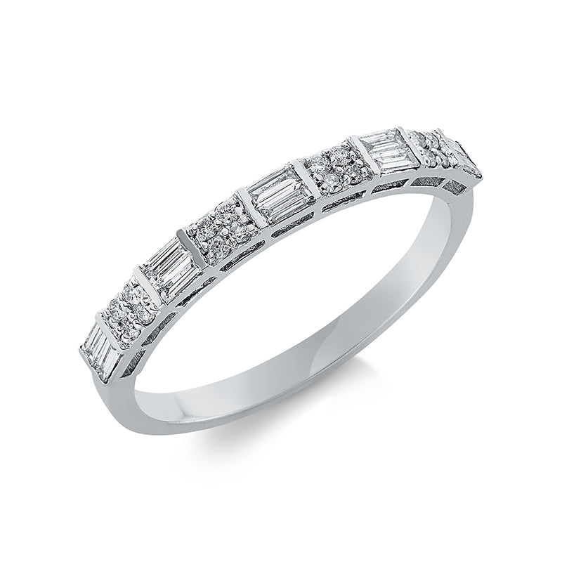 Ring 18 kt WG, 20 Bag. 0,38 ct, F-si, 16 Brill. 0,09 ct, F-si